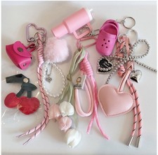 15 Pcs/5 Sets ONLY 8.20 A Set Purse Charm Keychain Cherry Heart Tumbler Tulip