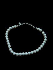 Vintage White Bead Faux Pearl Knotted Choker Necklace Made in Japan