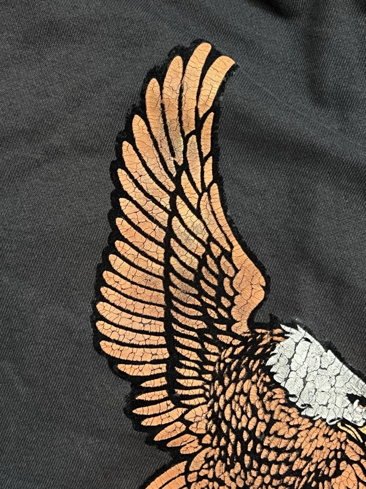 Harley Davidson Full Zip Hoodie Sweatshirt Men's L Eagle Wings Distressed - Image 4 of 4