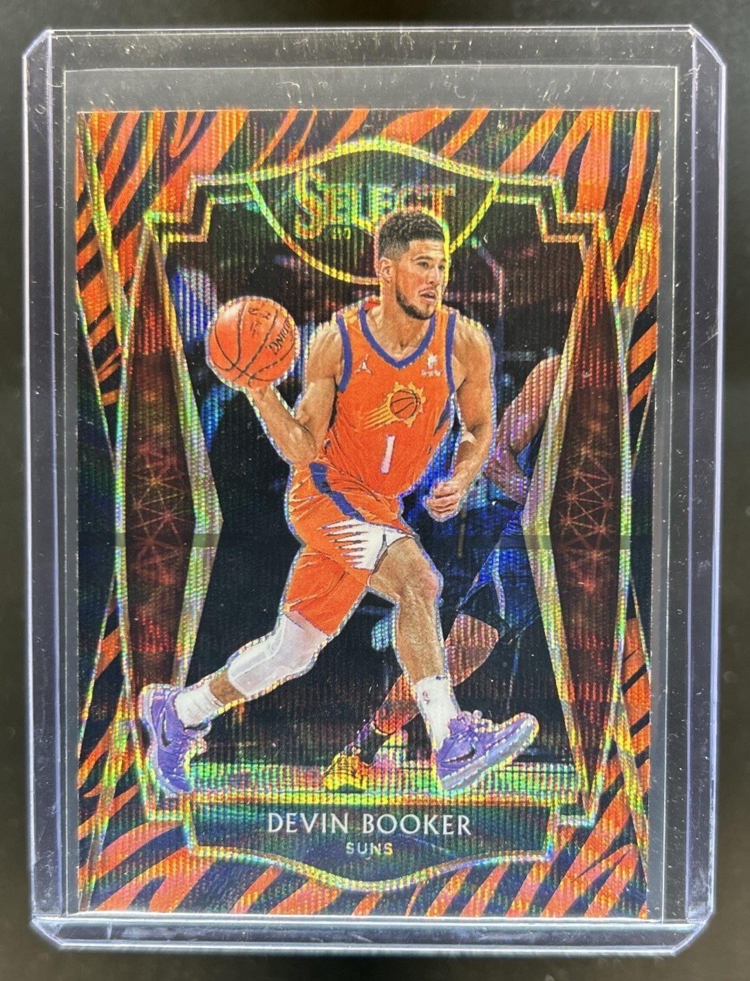 2020-21 Panini Select Devin Booker Tiger Prizm Premier Level #121 Suns