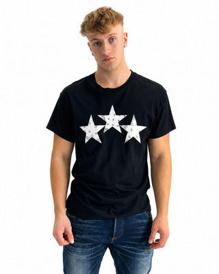 Amiri Kurzarm Shirt Schwarz T-Shirt Man Bandana Star Logo Luxury Tee