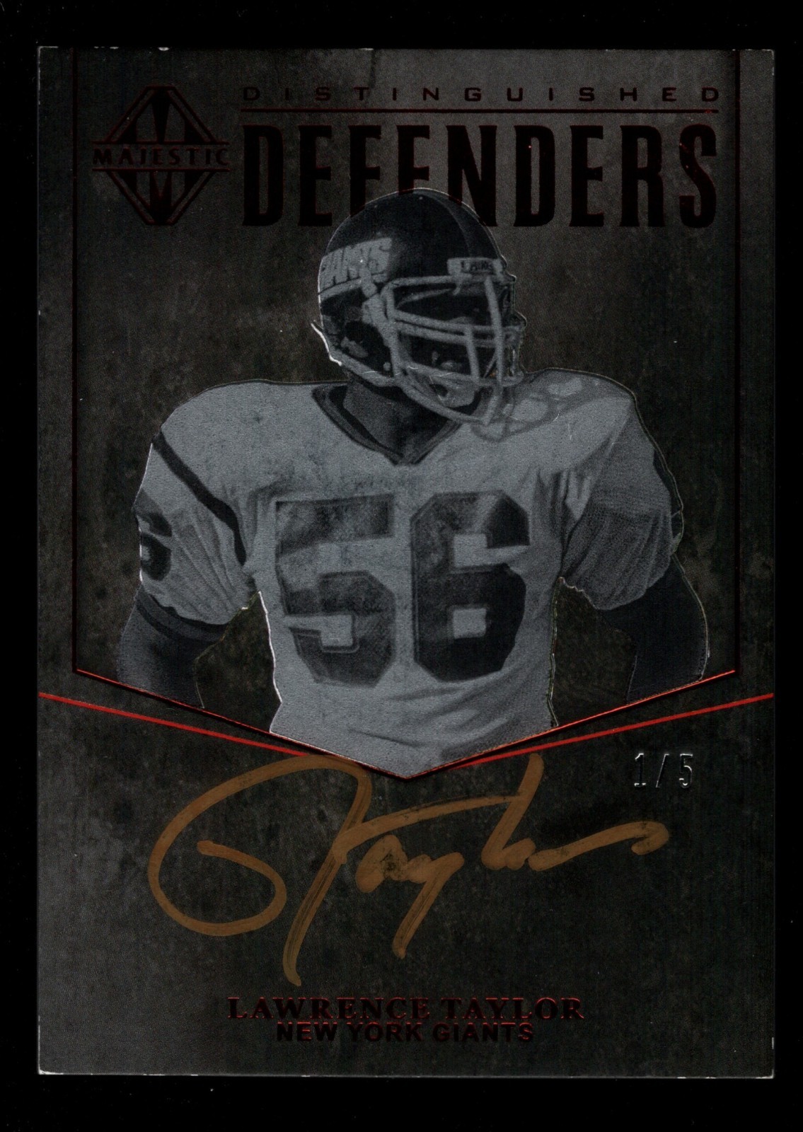 2017 Majestic - Distinguished Defenders Lawrence Taylor #DDLT Gold Ink /5