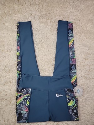 FisheWear Hali Borealis Pocket Leggings Size Small Quick Dry UPF 50+ Blue E