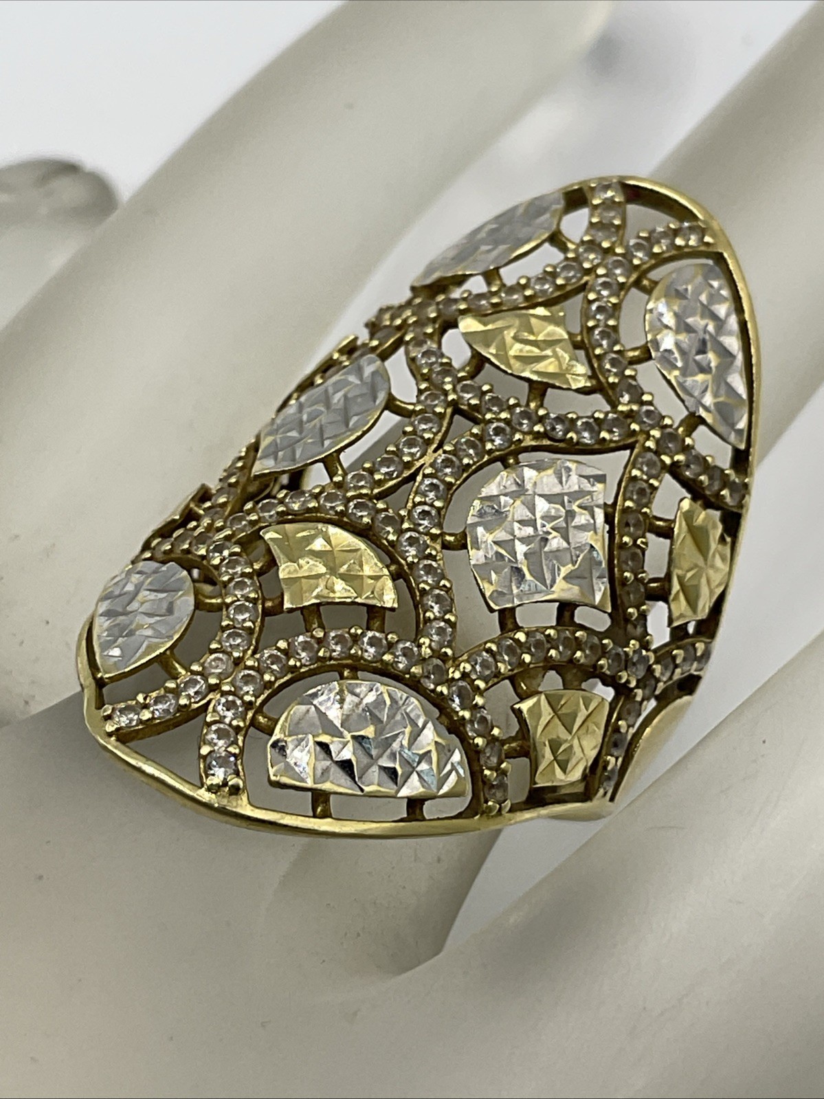 VINTAGE HANDMADE UNIQUE DESIGN Solid 14K Two Tone… - image 8