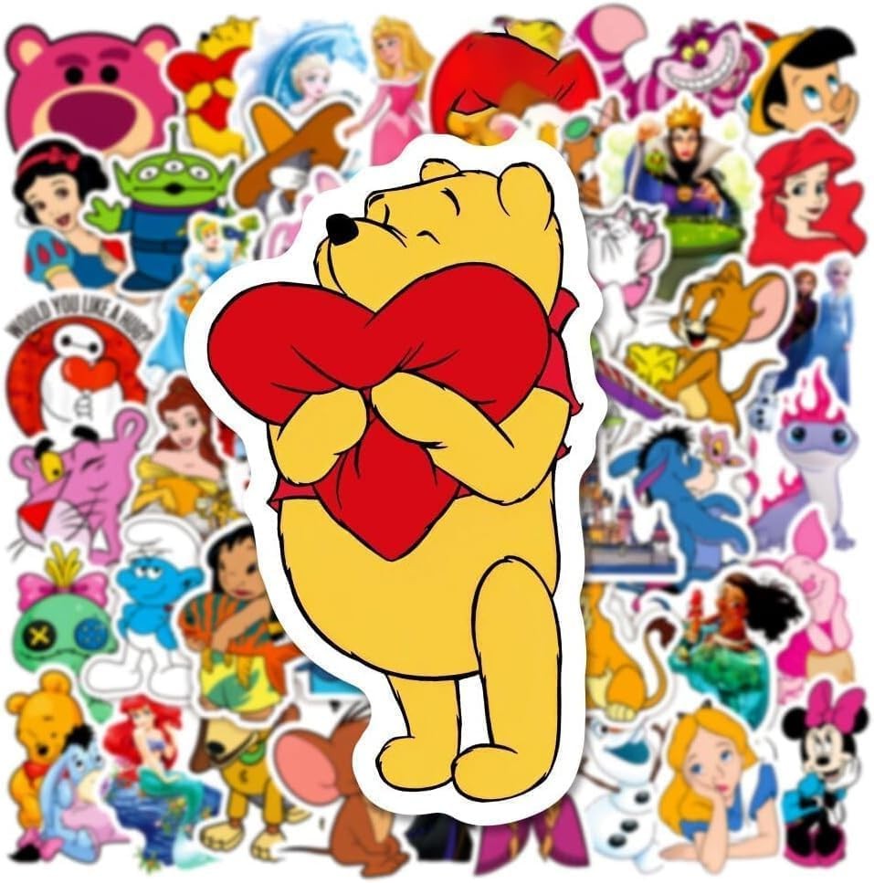 200Pcs Disney Princess Cartoon Vinyl Stickers Waterproof for Kids Teens Adults