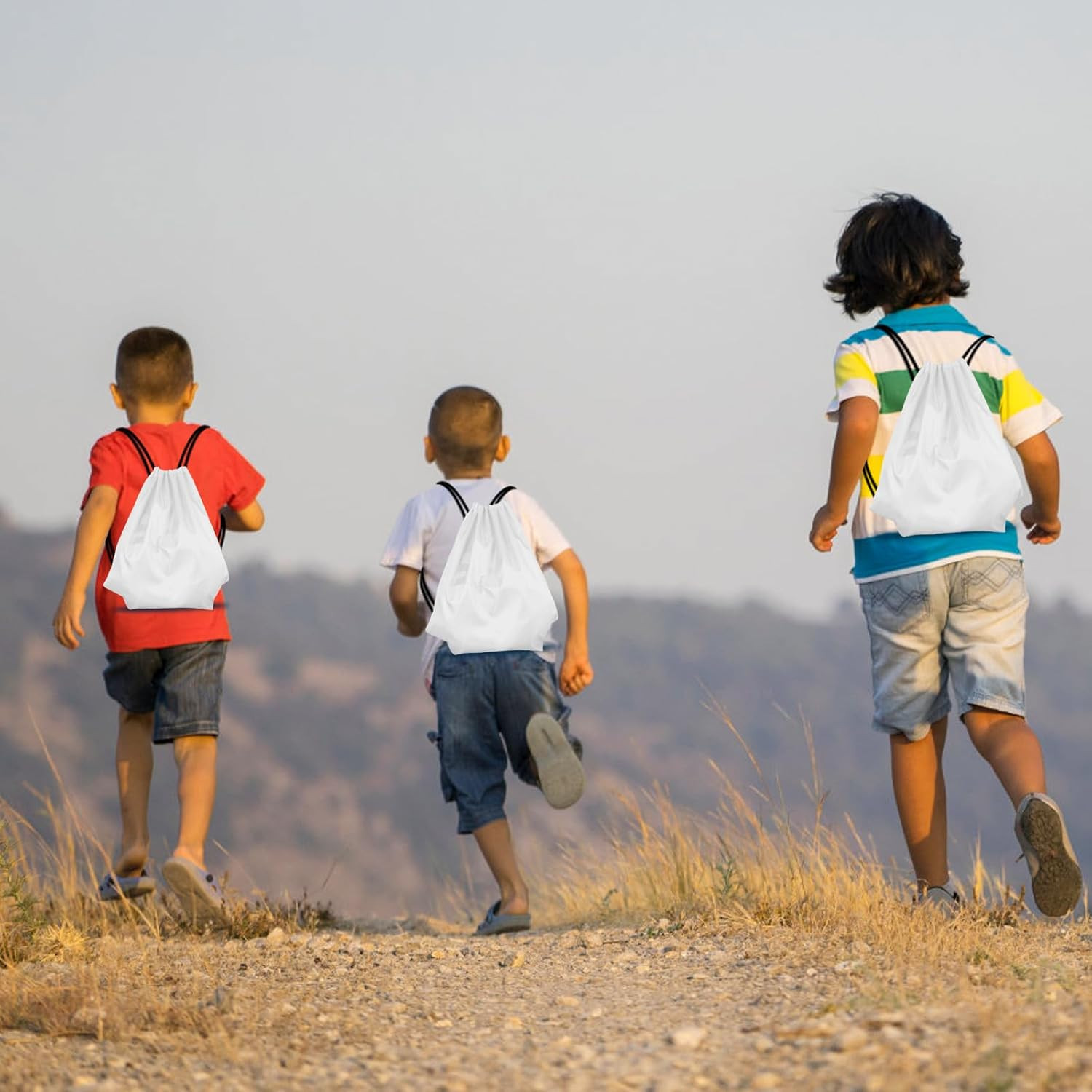2 Pcs White Drawstring Backpack Drawstring Bag Bulk Sports Cinch Bags String Bac