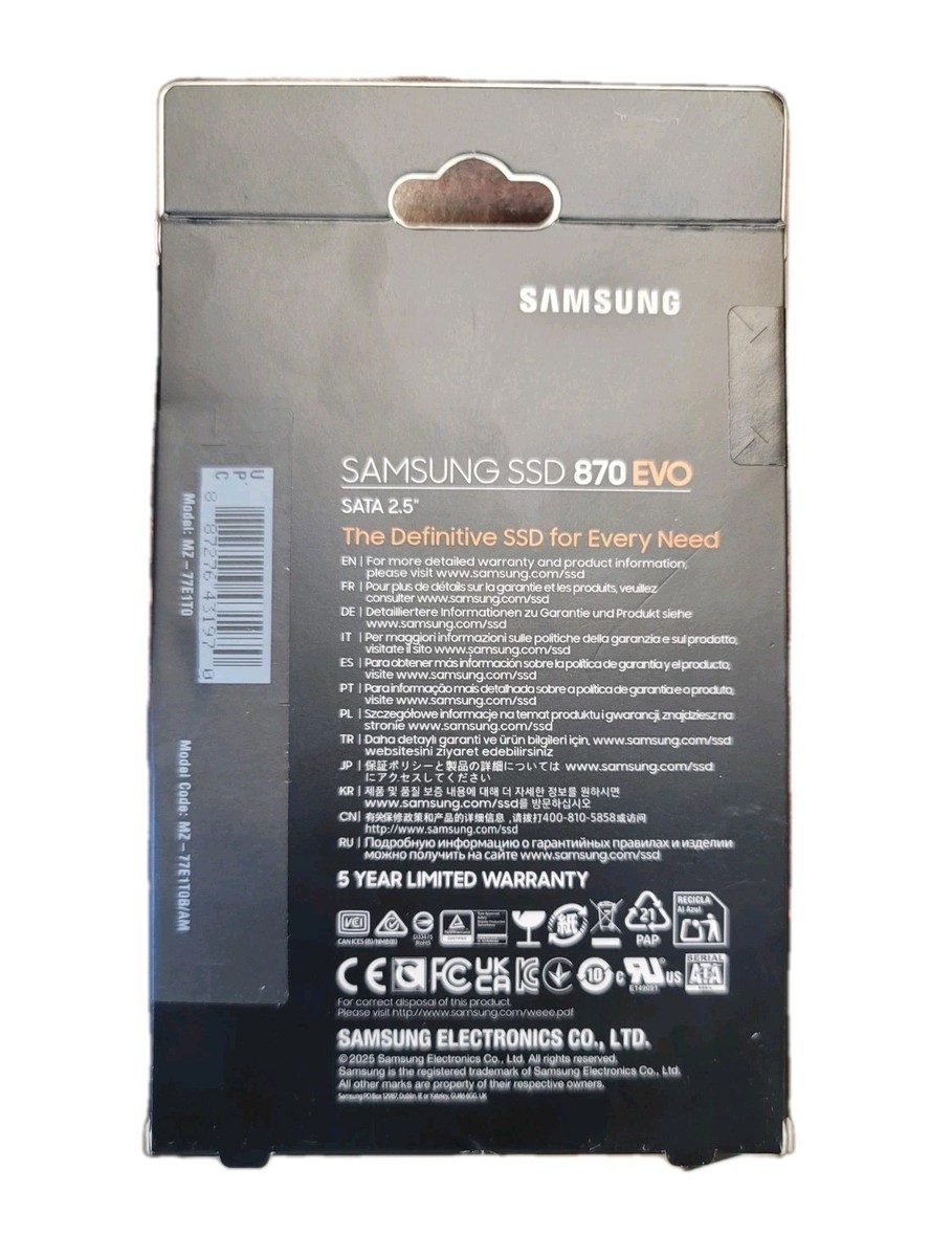Samsung 870 EVO 1TB, 2.5 inch Internal SSD - ‎MZ-77E1T0B/AM for
