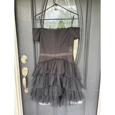 Betsy & Adam Black Tulle Off-The-Shoulder Tiered Corset Mini Dress NEW