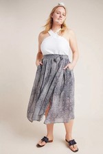 Maeve Annette Charcoal Grey Snakeskin Midi Skirt