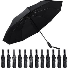 Automatic Open Close Umbrella Bulk 10 Ribs Portable Travel Windproof 12