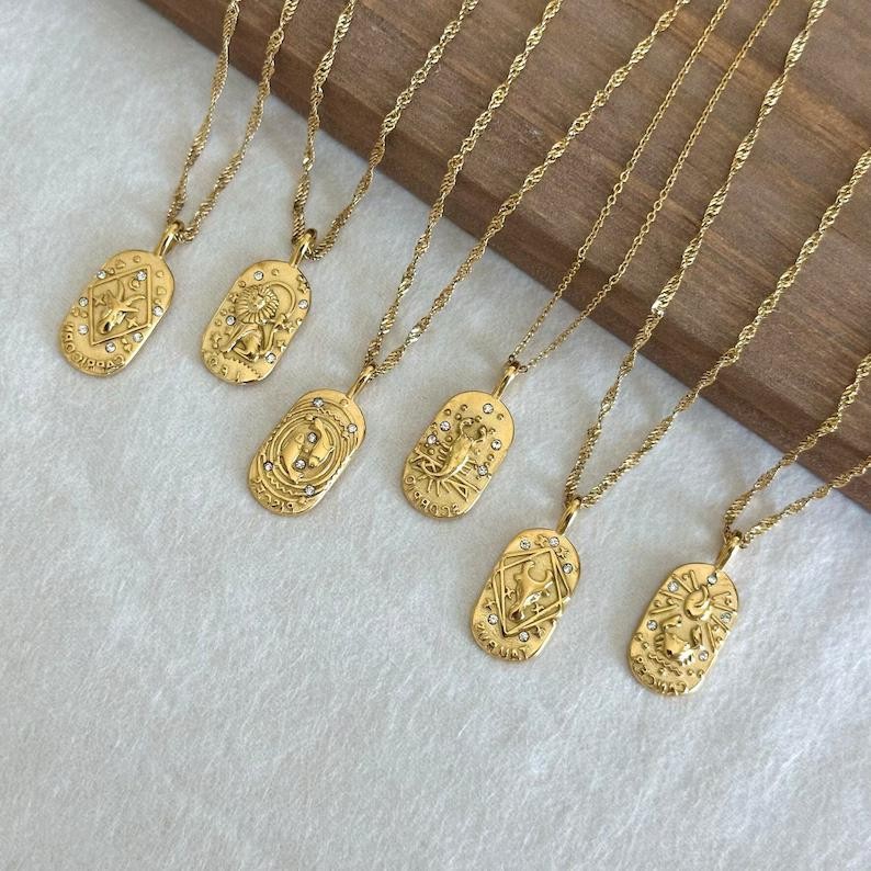 Women's Zodiac Necklace, Exquisite Zircon Constellation Necklace