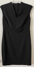 Talbots Women's Size 12 Black Sleeveless V-Neck Lined Wool Blend Sheath Dress