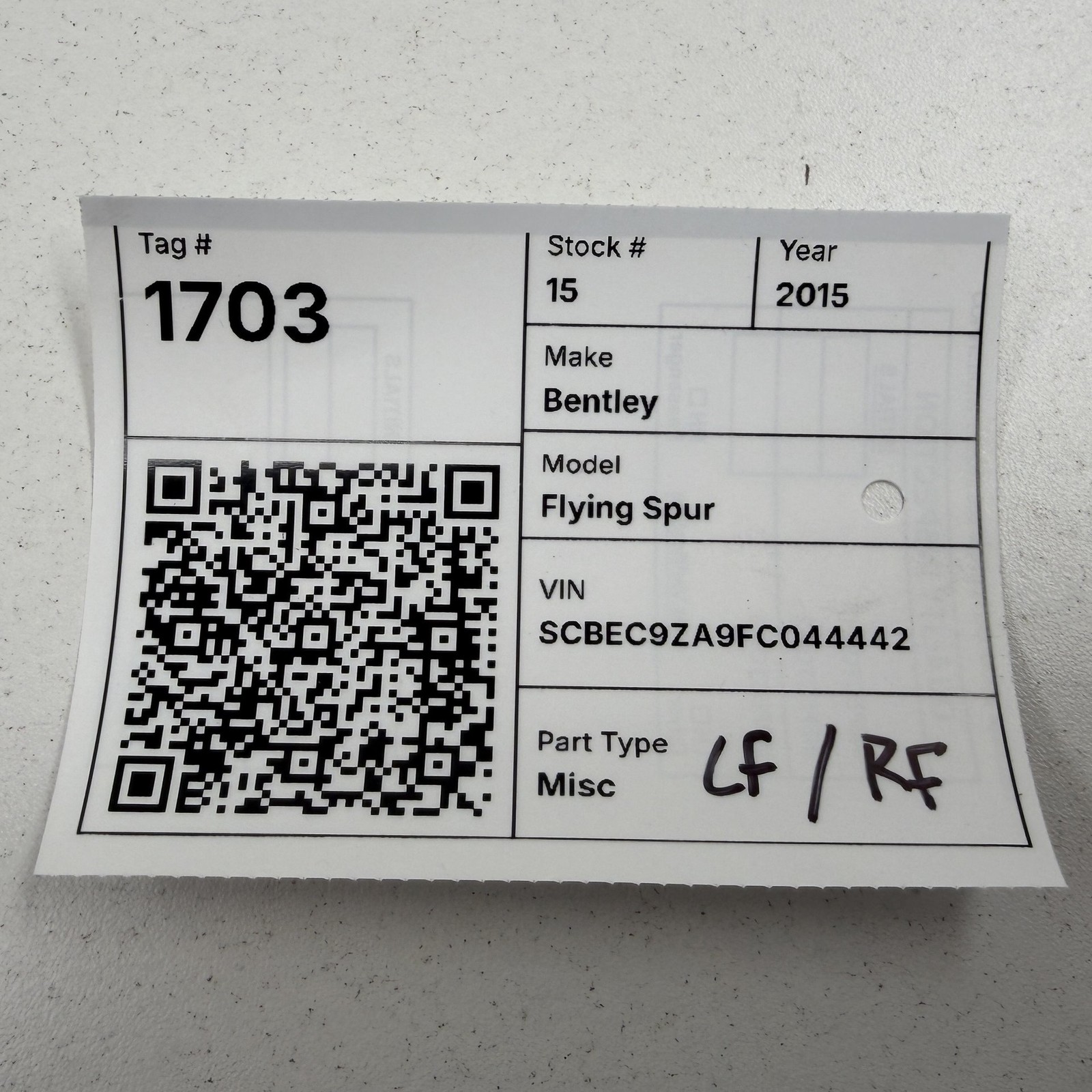Bentley Flying Spur 2014-2018 Seat backrest P/N 4W0959760A