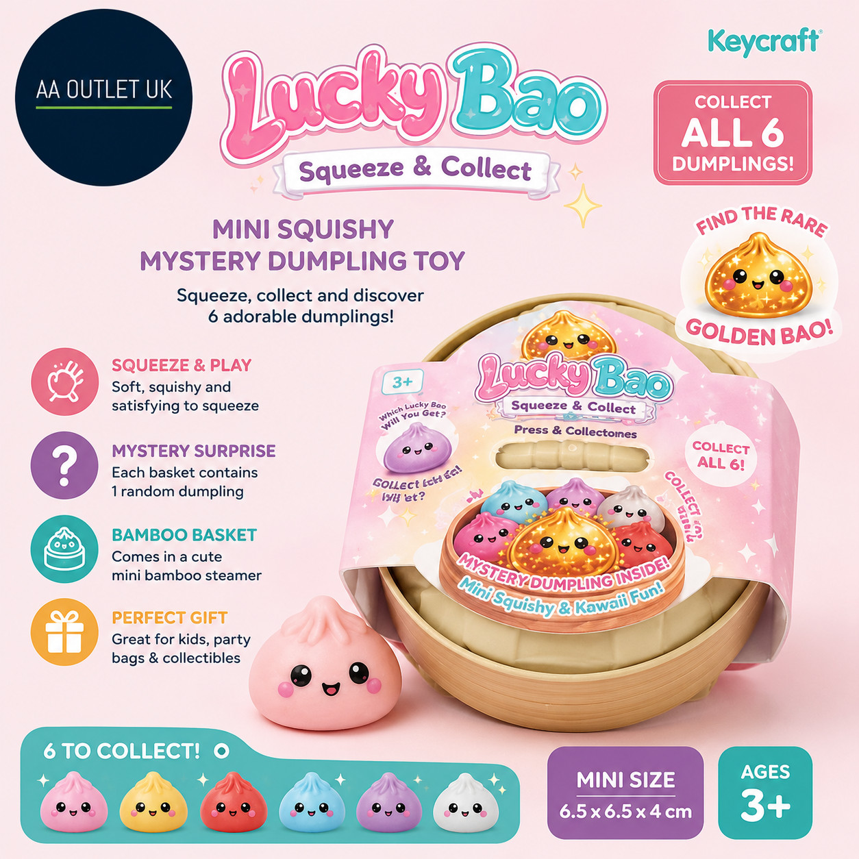 Keycraft Mini Lucky Bao Mystery Squishy Dumpling Sensory Toy - Image 2