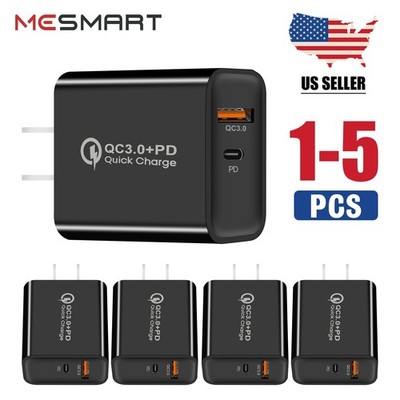 2 Ports USB C+A Super Fast Wall Power Charger Block For iPhone 14 13 12 11 Lot