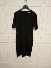 Oxiuli Women's Black Knee-Length Cascading Ruffle Vintage Style Dress Size L