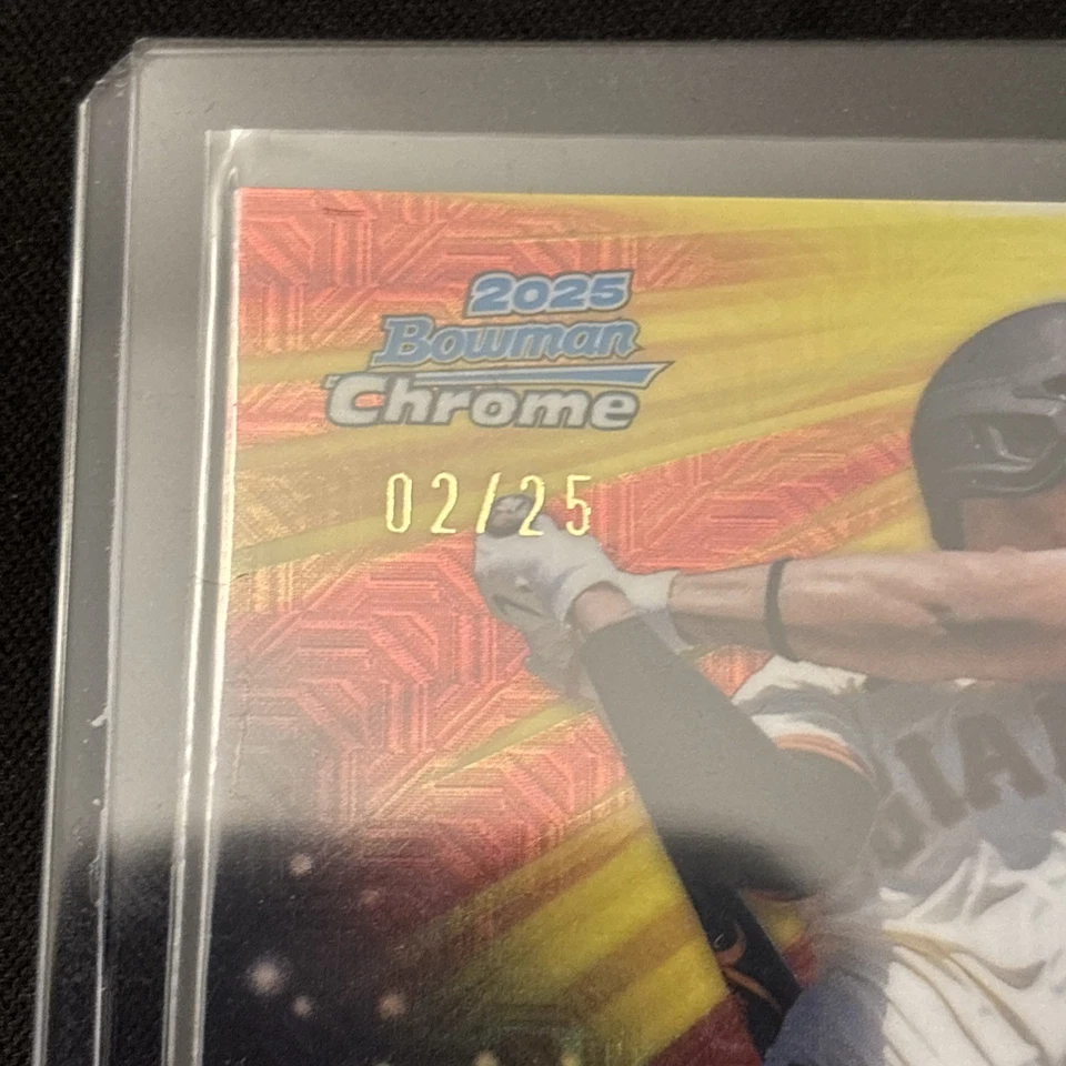 2025 Bowman Chrome Rafael Devers Meteoric Rise оранжевый Mojo 02/25 - СООТВЕТСТВУЮЩИЙ ЦВЕТ! - Изображение 2 из 3