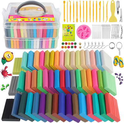 Non-Toxic Polymer Clay 50 Colors, Oven Bake Modeling Clay Kit, DIY Crafts | Idea