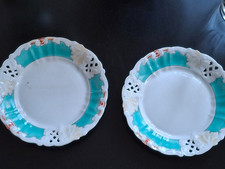 2 antike C.T. Tielsch Altwasser TPM Teller/PLatten Taubenmarke um 1850 Blattwerk