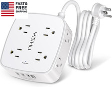 6 Ft Surge Protector Power Strip - 8 Widely Outlets with 4 USB Ports, 3 Side Ou