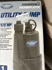 Superior Pump 91330 1/3 HP Thermoplastic Submersible Utility Pump