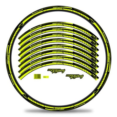 MTB Bike Fahrrad Felgen Aufkleber Set Streifen Neon Gelb Matt 27-29 Zoll RX039