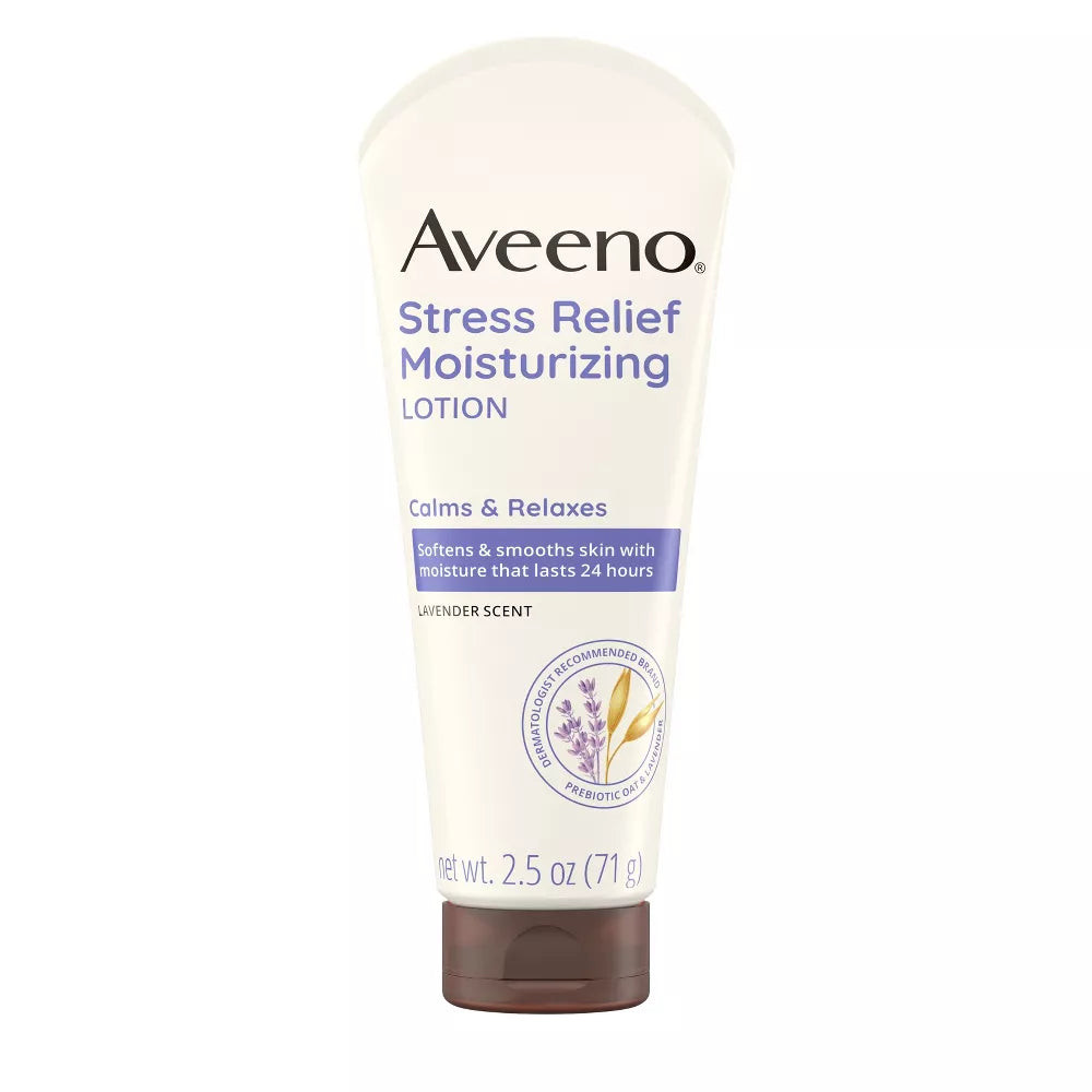 Aveeno Stress Relief Moisturizing Lotion Natural Oatme Lavender 2.5oz (6 Pack)
