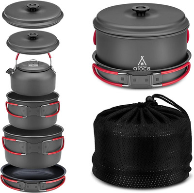 Camping Cookware Set Camping Gear, Compact Camping Pots and Pans Set, Durable Ha