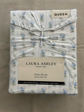 NEW 4pc Laura Ashley Queen Sheet Set Cottage SWEET BUDS Blue Green  White
