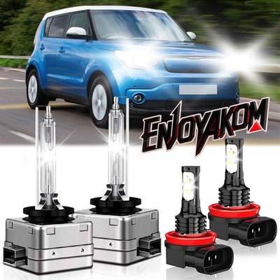 For Kia Soul 2014-2019 6000K White LED Headlight/Low Kit+ Fog Light Bulbs 4x HID