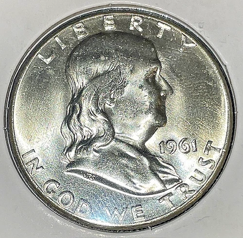 1961-P Ben Franklin Half Dollar 50c VF- Fine 90% Silver Coin #M49 - Price to Go.