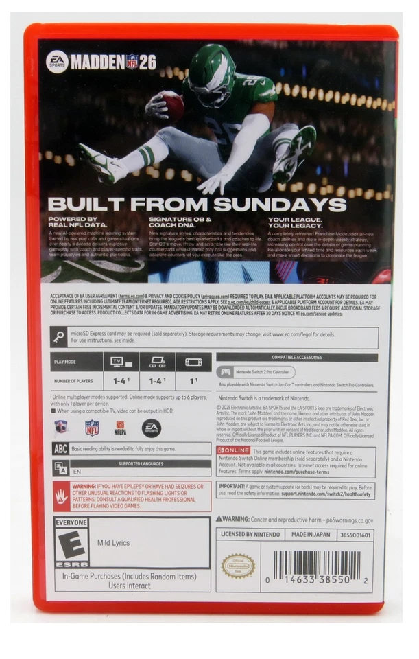 Madden NFL 26 for Nintendo Switch 2 In Original Package - Image 2 of 2