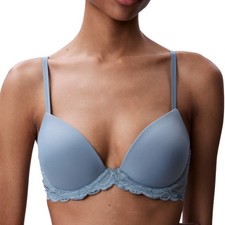 CALVIN KLEIN Sensual Stretch Lace Lift Demi Bra sz 32A Lead Blue QF8122