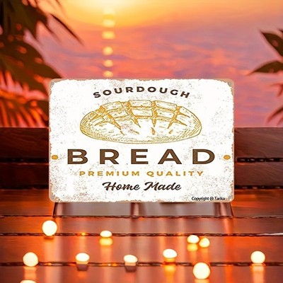 Mixed Font Rustic Metal Sign Sourdough Bread Bakery Shop Entry Decor Plaque
