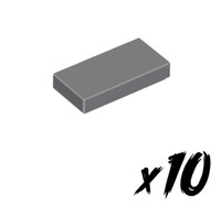 10X Lego 3069 • 1X2 Tile • Fliese • Dunkelgrau • Dark Bluish Gray