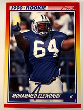 SCORE 1990 Score Mohammed Elewonibi Rookie #303 NFL Football Trading Card. rookie card picture