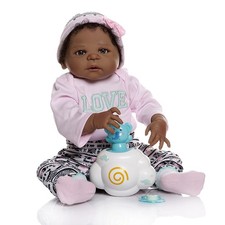 NPK 22 Inch Newborn Dolls Lifelike Gifts Reborn Black Baby Doll Silicone Body