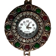 Vintage Flower Quartz Watch Round Women's Bracelet, Non-Operable