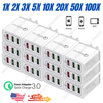 30W Fast Quick Charge QC 3.0 USB Wall Charger Adapter US Lot For iPhone/Samsung