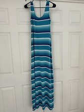 Merona Women’s Long Sleeveless Multi Blue Stripe Dress Size Small