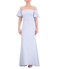 $288 Eliza J Women's petites Imitation Pearl Puff-Sleeve Gown, Periwinkle, 16P