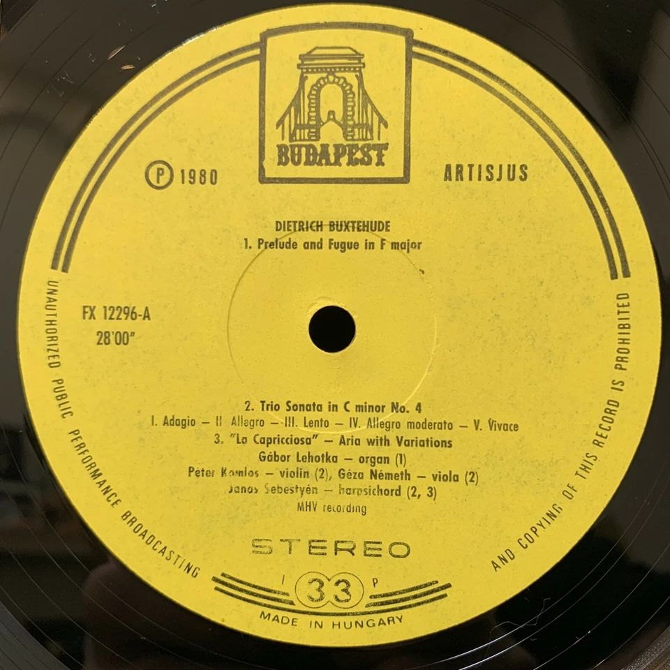 BUXTEHUDE - Chamber Music & Cantatas - Sandor - BUDAPEST ST LP 1980 - Image 3 of 4