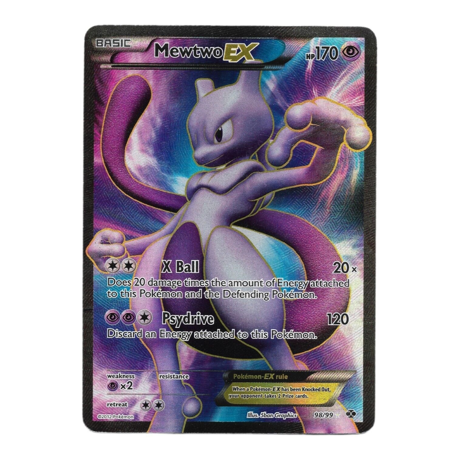 Mewtwo EX 98/99 Next Destinies Gold Foil FanArt Pokemon Card HP 170