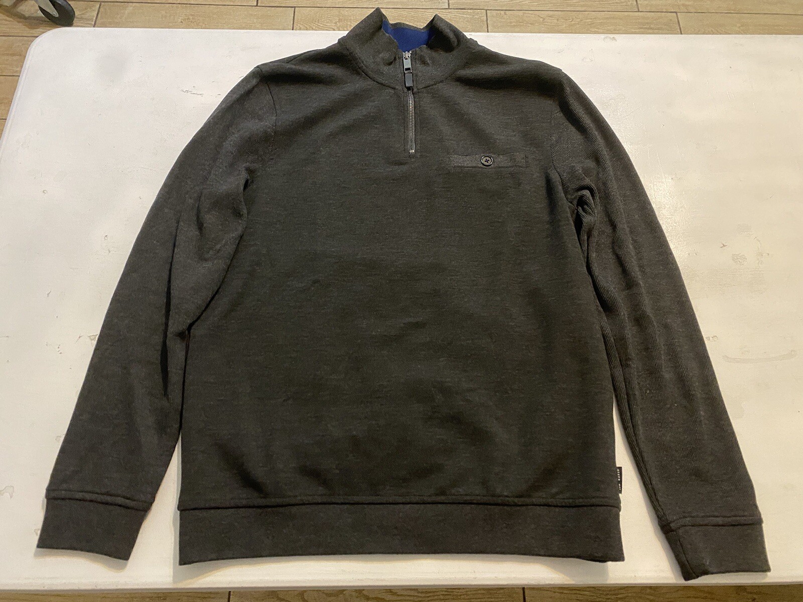 Men's Ted Baker London 1/4 Zip Long Sleeve Pullover Charcoal