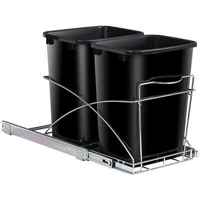 Double Pull Out Trash Garbage Can Sliding Kitchen Waste Container Durable
