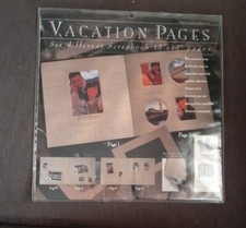 K  Company -" Vacation Pages" pkg of 6 -12"x12" Pages  Borders Ivory precut