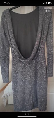sachin and babi light blue dress H&M Size Euro 34 (6-8) Silver Grey Long Sleeve Backless Dress