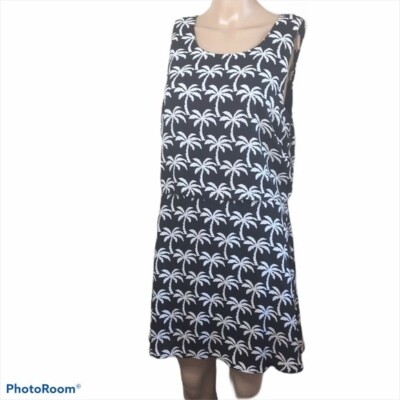 Women's Heartsoul Black & White Palm Tree Dress Open Back Sleeveless Size Medium