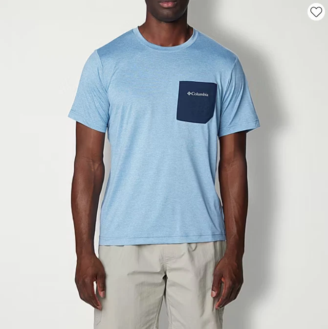 Columbia Mens Hike Novelty Crew Neck Short Sleeve T-Shirt | Blue | Large