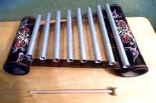 BALINESE HAND CRAFTED & HAND PAINTED BAMBOO & ALUMINUM GAMELAN XYLOPHONE